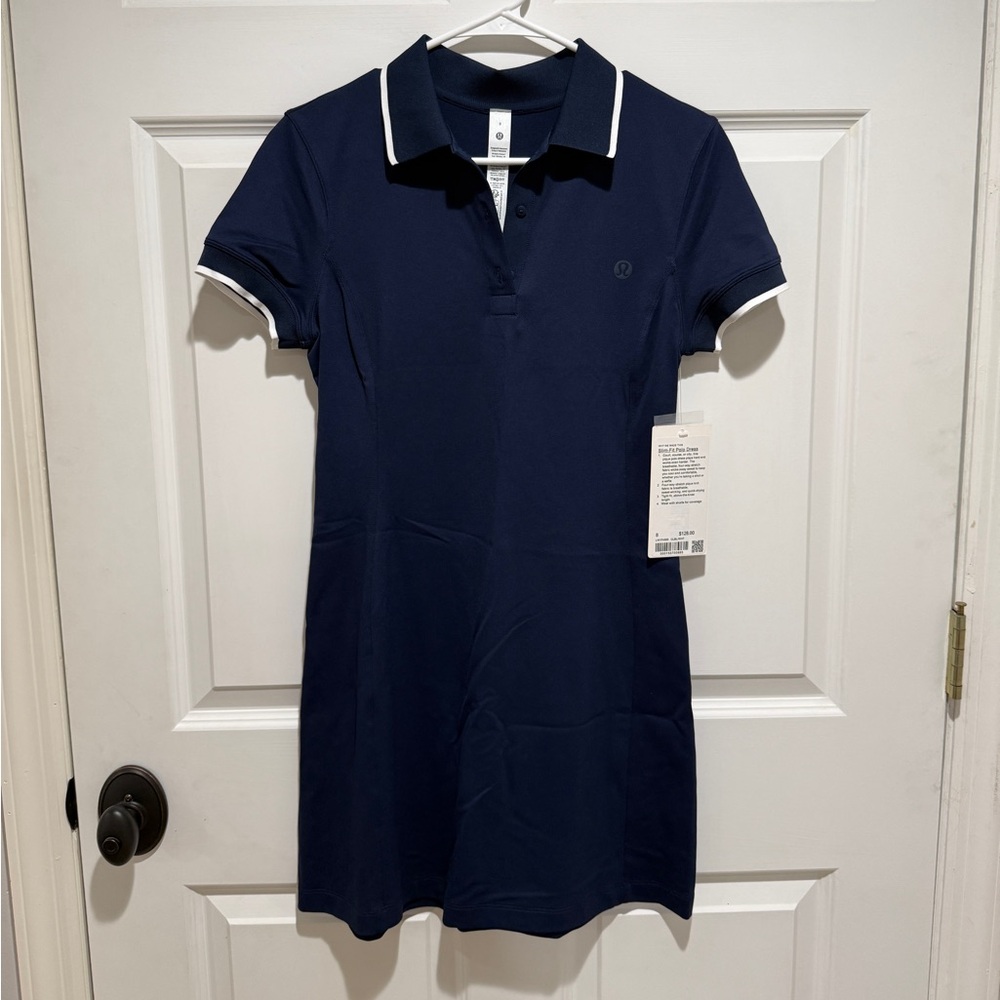 lululemon athletica Navy Polo Dress with White Trim